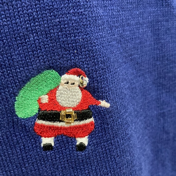 THE QUACKER FACTORY Embroidered Embellished Christmas Blue Sleeveless Sweater XL - Picture 6 of 13